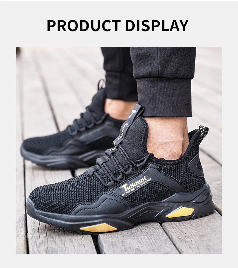 Safety Shoes Men Anti-Smashing Steel Toe Cap Puncture Proof Construction Lightweight Breathable Sneaker Work Boots Women Quality