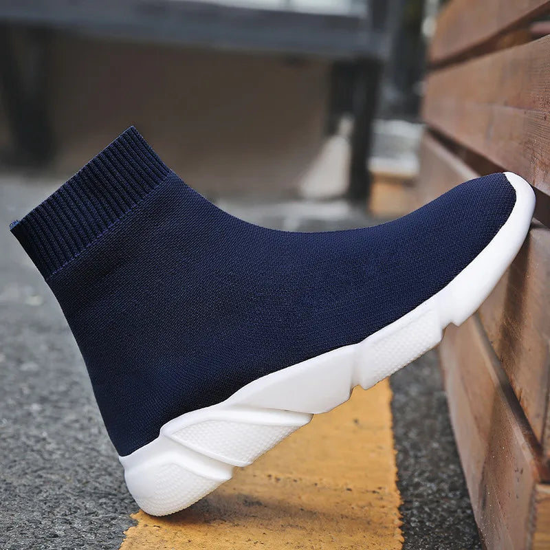 2025 Spring Sneakers For Men Black Slip-On Non leather Casual Shoes High Top Laceless Footwear Light Sock Shoes Fashion Unisex