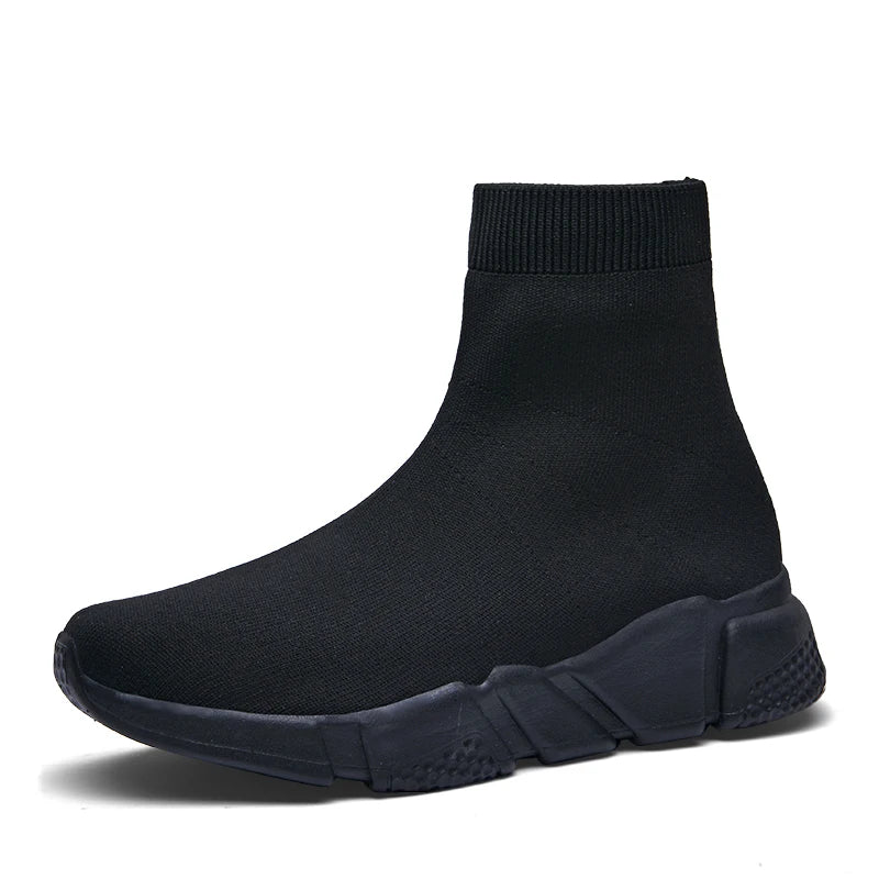 2025 Spring Sneakers For Men Black Slip-On Non leather Casual Shoes High Top Laceless Footwear Light Sock Shoes Fashion Unisex