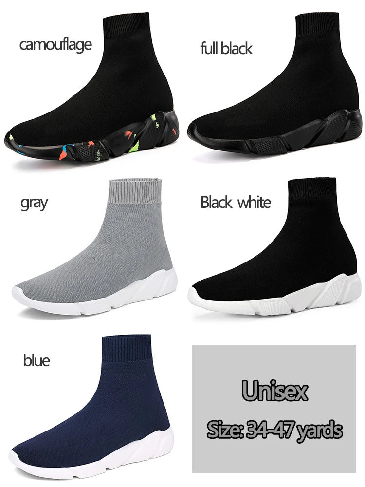 2025 Spring Sneakers For Men Black Slip-On Non leather Casual Shoes High Top Laceless Footwear Light Sock Shoes Fashion Unisex