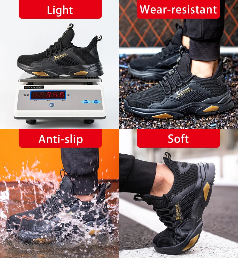 Safety Shoes Men Anti-Smashing Steel Toe Cap Puncture Proof Construction Lightweight Breathable Sneaker Work Boots Women Quality