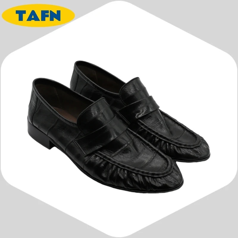 Loafers Slip-on Flat Shoes Trendy Style High-End Good-Looking All-Matching Comfortable Refined and Simple  A40101