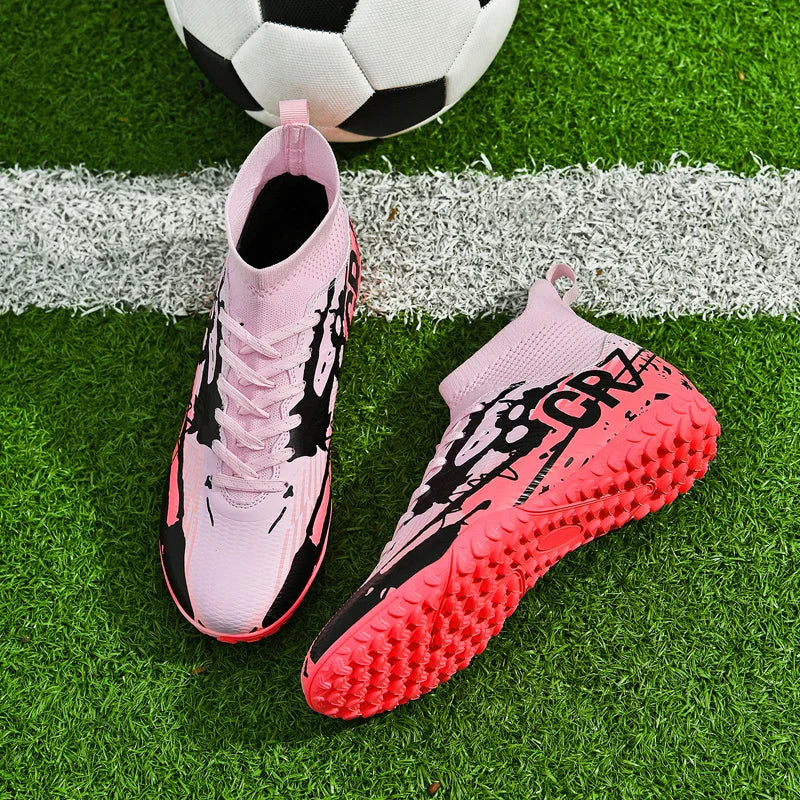 Men Soccer Shoes Cleats Mid-top Non-Slip FG/TF Football Boots Chuteira Campo High-quality Match Sneakers Futsal Indoor