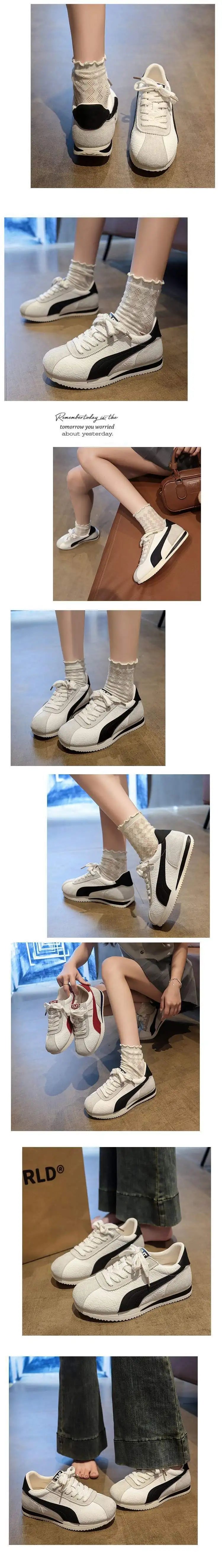 Sneakers Women's Sporty Casual Flat Bottom Shoes Autumn New Breathable Lightweight Soft Bottom Rubber Platform Shoes