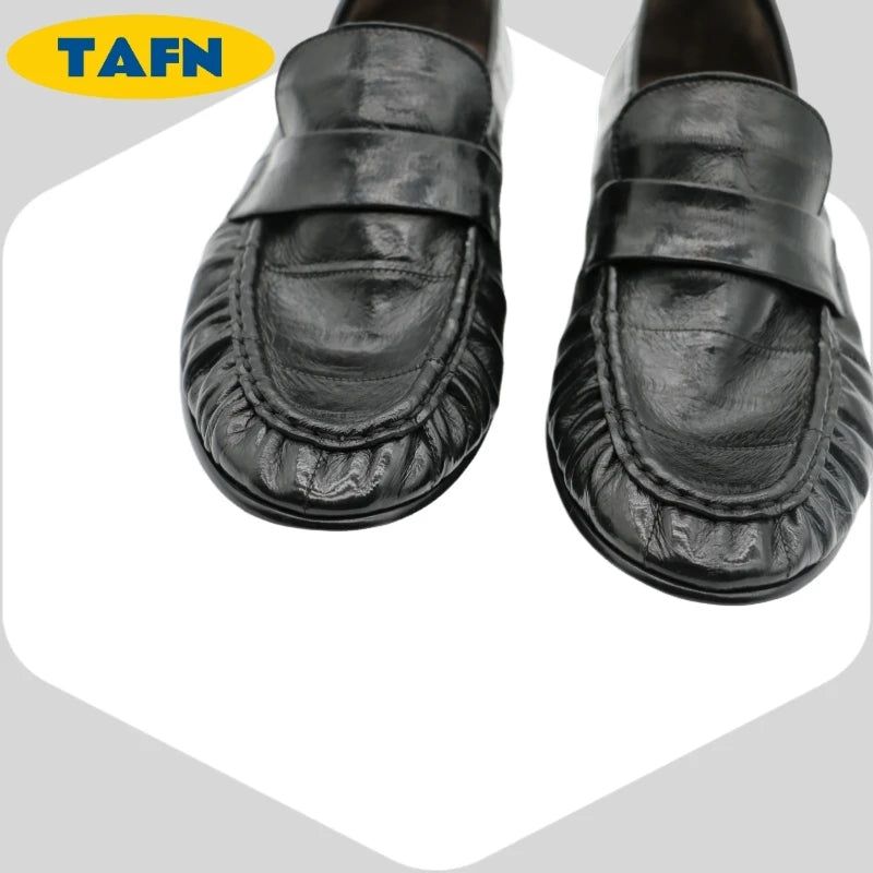 Loafers Slip-on Flat Shoes Trendy Style High-End Good-Looking All-Matching Comfortable Refined and Simple  A40101