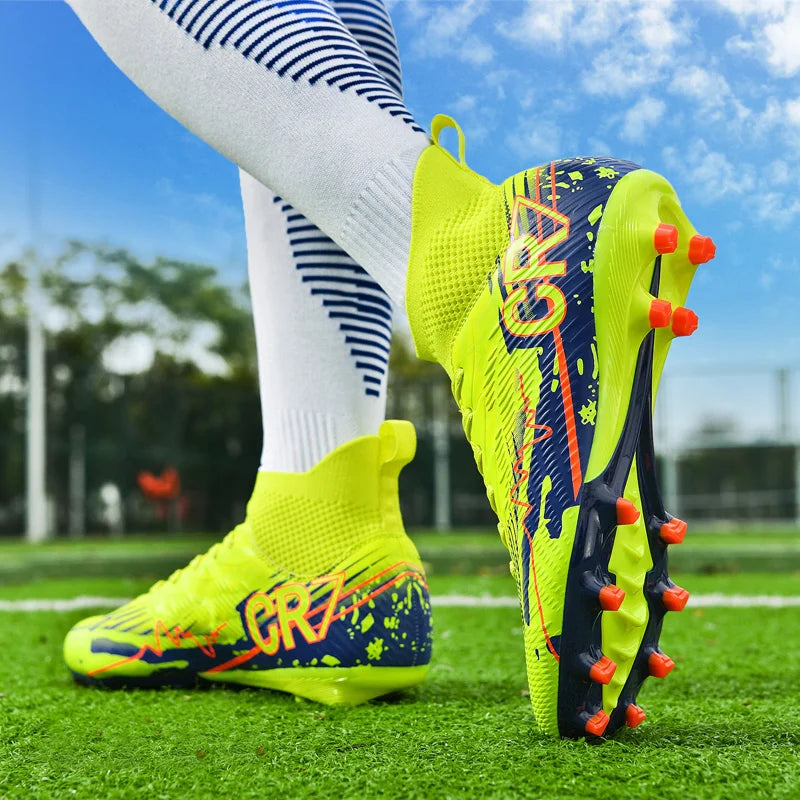 Men Soccer Shoes Cleats Mid-top Non-Slip FG/TF Football Boots Chuteira Campo High-quality Match Sneakers Futsal Indoor