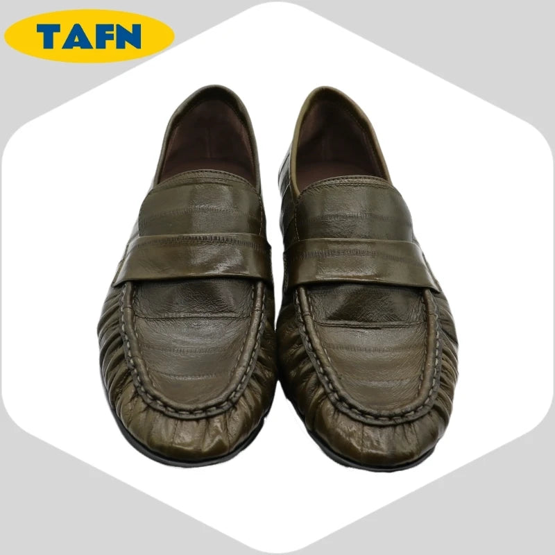 Loafers Slip-on Flat Shoes Trendy Style High-End Good-Looking All-Matching Comfortable Refined and Simple  A40101