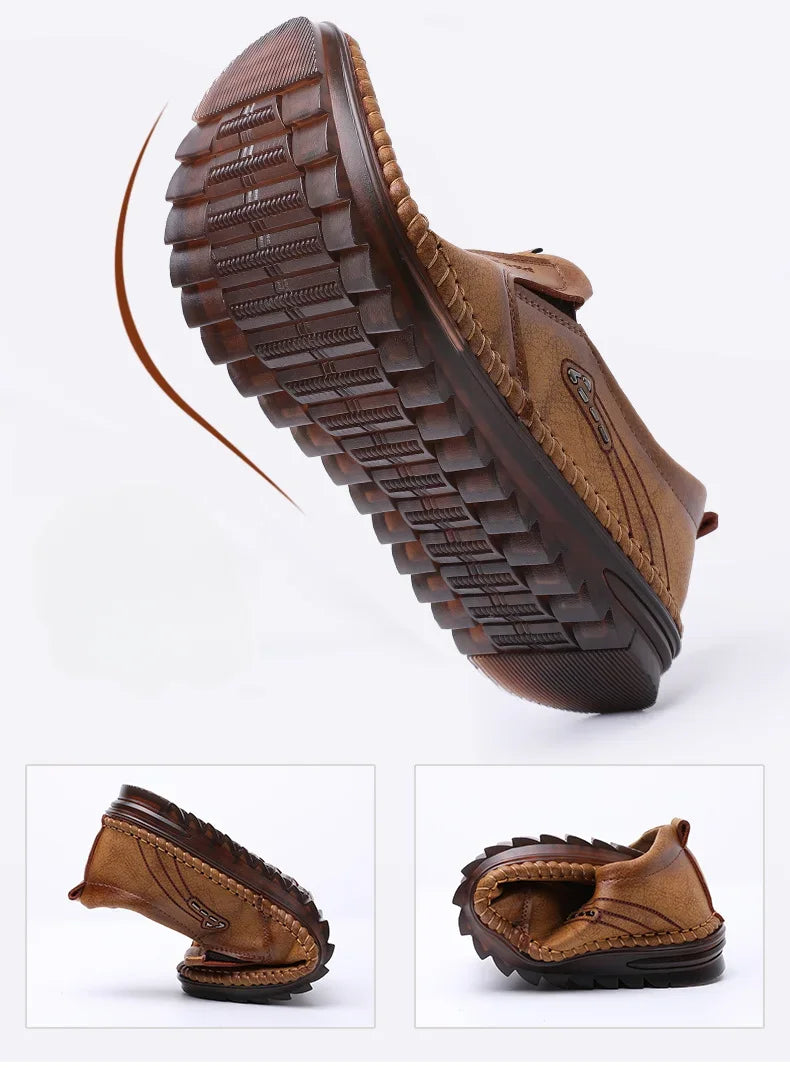 High Quality Men Shoes Handmade Leather Footwear Male Casual Business Flats Outdoor Soft Soled Travel Sneakers Brand Moccasins