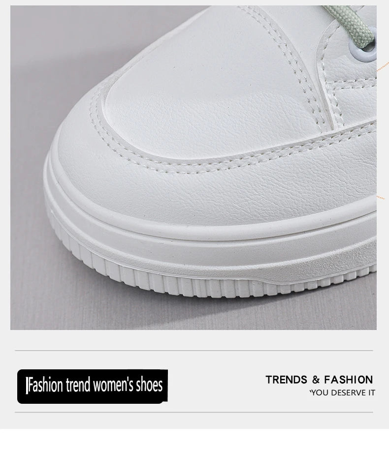 2025 Japanese-style White Sneakers for Ladies, High-top, Rugged and Durable, Thick Sole, Height-increasing, Casual Shoes