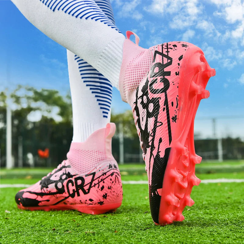 Men Soccer Shoes Cleats Mid-top Non-Slip FG/TF Football Boots Chuteira Campo High-quality Match Sneakers Futsal Indoor