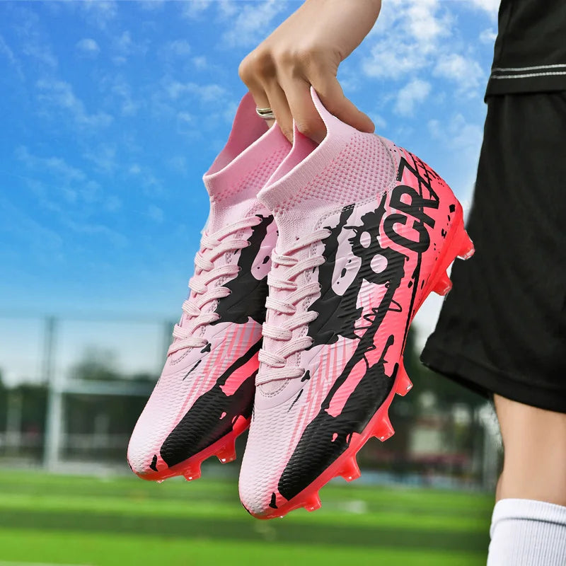 Men Soccer Shoes Cleats Mid-top Non-Slip FG/TF Football Boots Chuteira Campo High-quality Match Sneakers Futsal Indoor