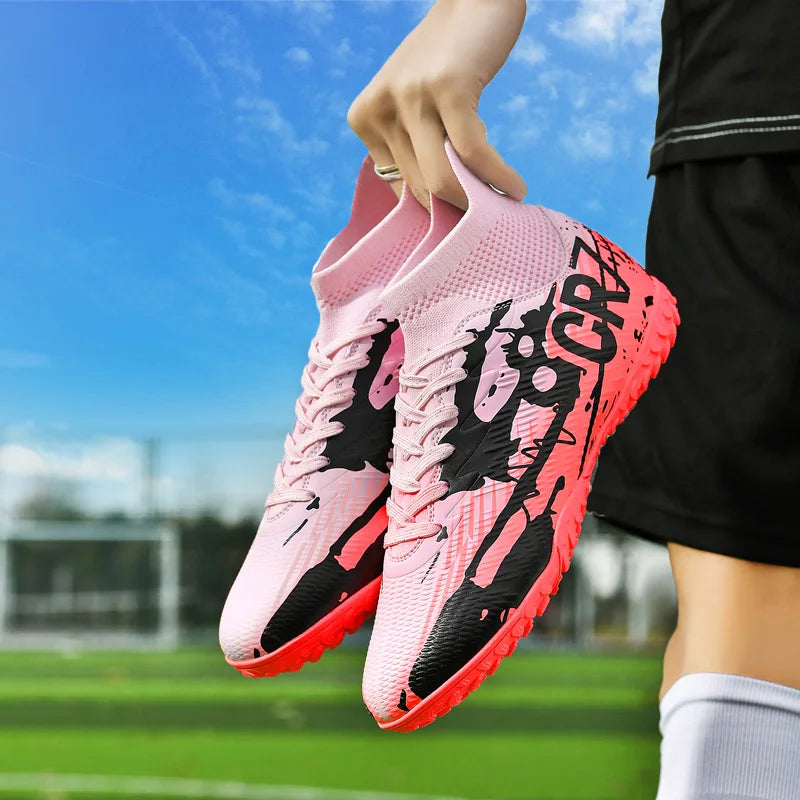 Men Soccer Shoes Cleats Mid-top Non-Slip FG/TF Football Boots Chuteira Campo High-quality Match Sneakers Futsal Indoor