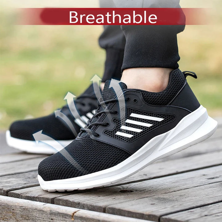 Men Work Sneakers Steel Toe Shoes light Breathable Safety Shoes Puncture-Proof Boots Fashion Indestructible Footwear Security