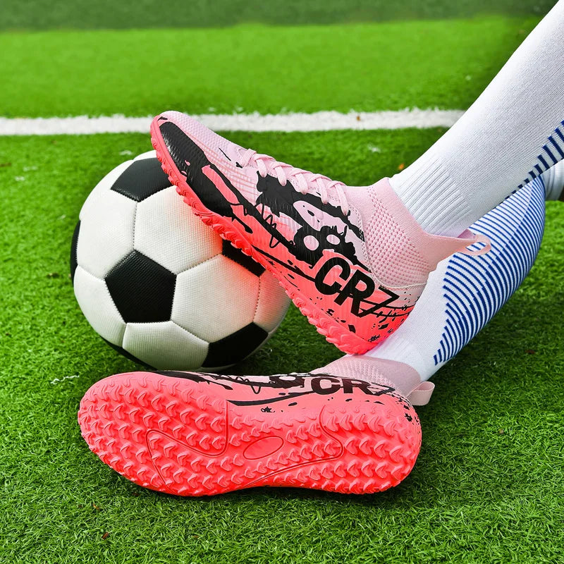 Men Soccer Shoes Cleats Mid-top Non-Slip FG/TF Football Boots Chuteira Campo High-quality Match Sneakers Futsal Indoor