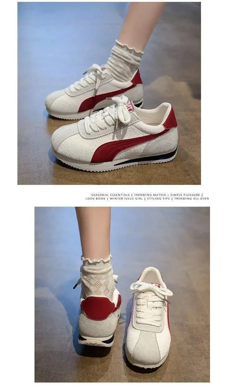 Sneakers Women's Sporty Casual Flat Bottom Shoes Autumn New Breathable Lightweight Soft Bottom Rubber Platform Shoes