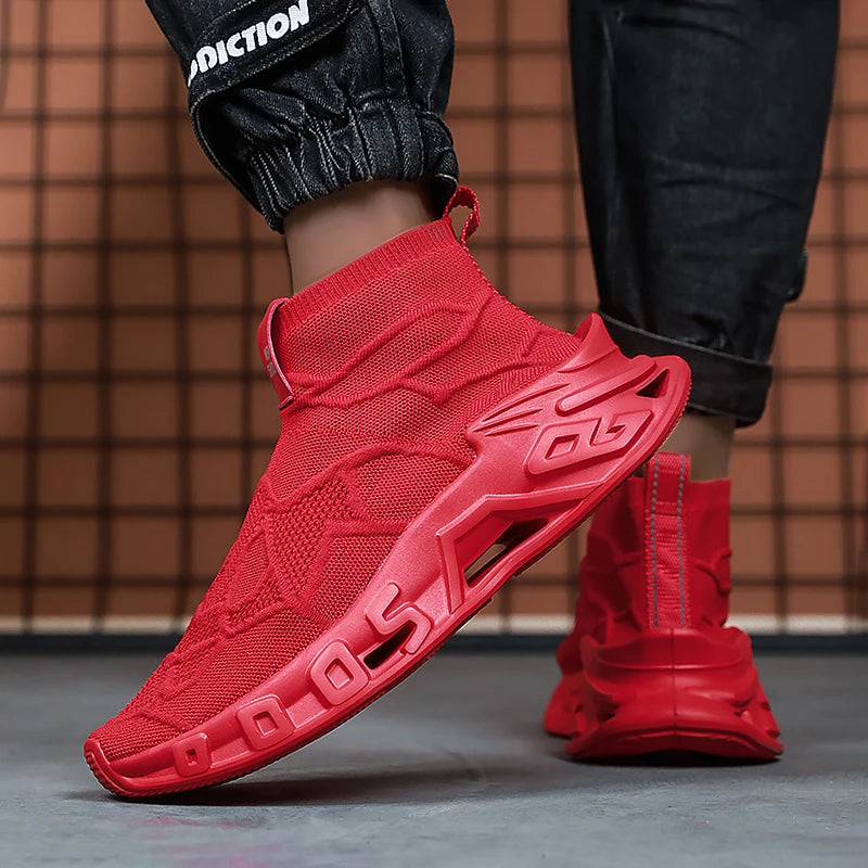 Men's Outdoor Sports Shoes - High-Top Sports Shoes Are Novel and Fashionable, Non-Slip and Durable, Suitable for All Seasons, Versatile Sports Shoes