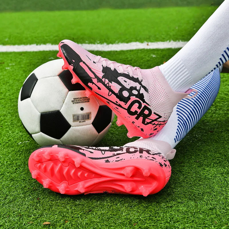 Men Soccer Shoes Cleats Mid-top Non-Slip FG/TF Football Boots Chuteira Campo High-quality Match Sneakers Futsal Indoor