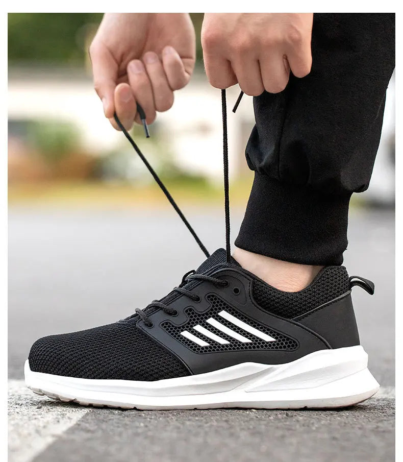 Men Work Sneakers Steel Toe Shoes light Breathable Safety Shoes Puncture-Proof Boots Fashion Indestructible Footwear Security