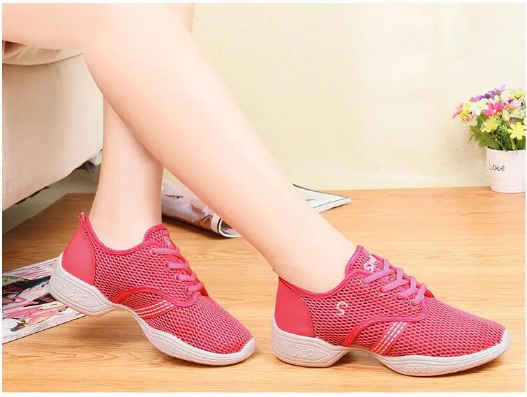 Lightweight Sneakers Fashion Sports Feature Soft Outsole Breathable Running Modern Dance Shoes Sneakers for Woman Practice Shoes