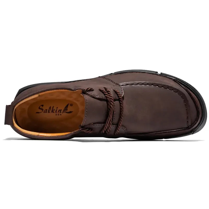 Shoes for Man Are Fashionable Dark Brown Loafers Suitable Outdoor Activities Breathable Daily Casual Shoes with Lace Up Design
