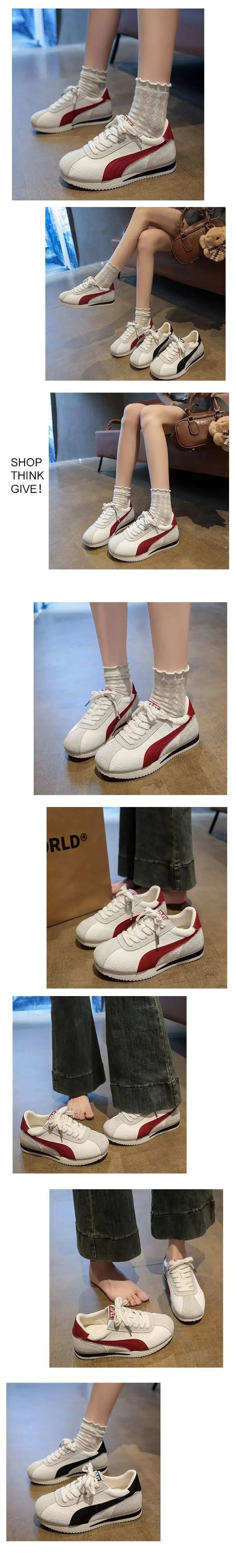 Sneakers Women's Sporty Casual Flat Bottom Shoes Autumn New Breathable Lightweight Soft Bottom Rubber Platform Shoes