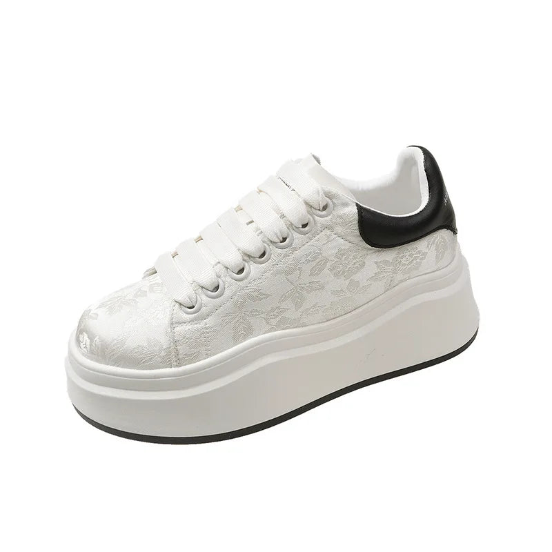 Sneakers for Women 2024 New Fashion Platform Shoe Spring Autumn Casual Flats Female Thick Sole Breathable White Vulcanized Shoes