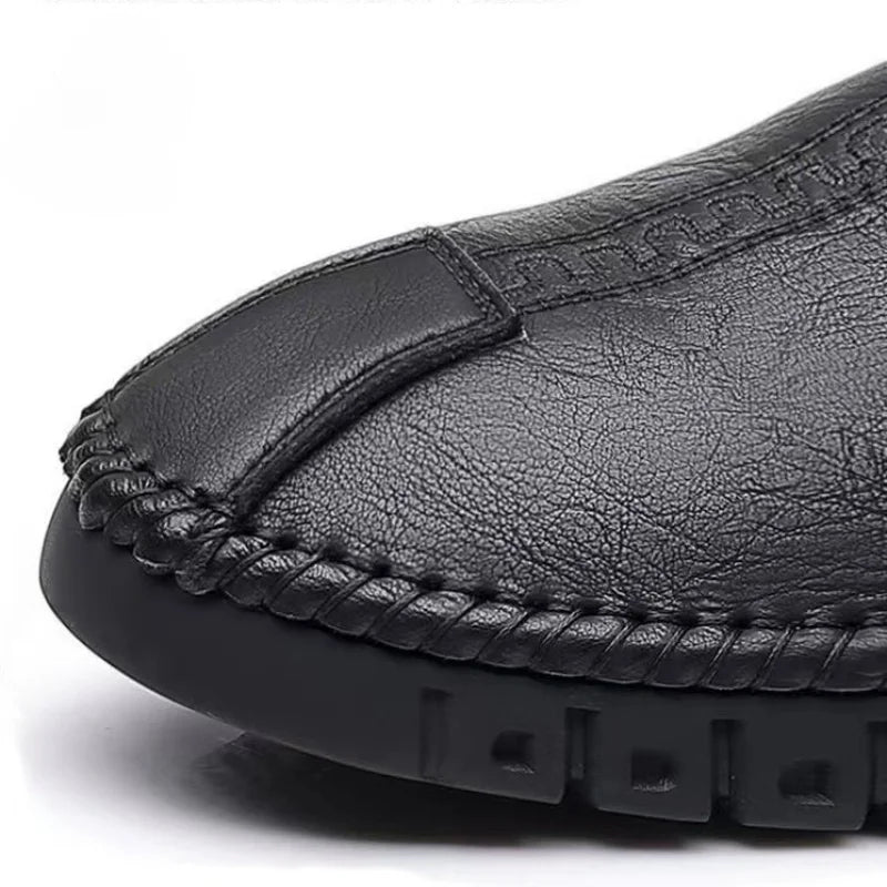 Men Leather Shoes Soft Sole Casual Shoes Autumn Comfortable Business Flats Man Lightweight Work Shoes Slip-on Driving Shoe Tenis