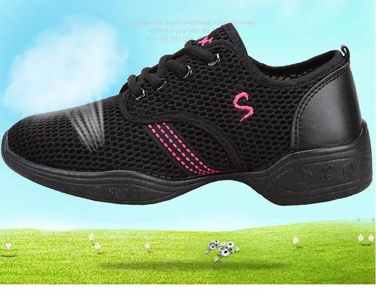 Lightweight Sneakers Fashion Sports Feature Soft Outsole Breathable Running Modern Dance Shoes Sneakers for Woman Practice Shoes