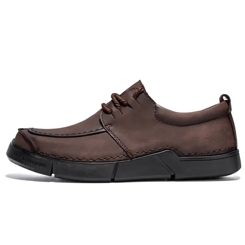 Shoes for Man Are Fashionable Dark Brown Loafers Suitable Outdoor Activities Breathable Daily Casual Shoes with Lace Up Design