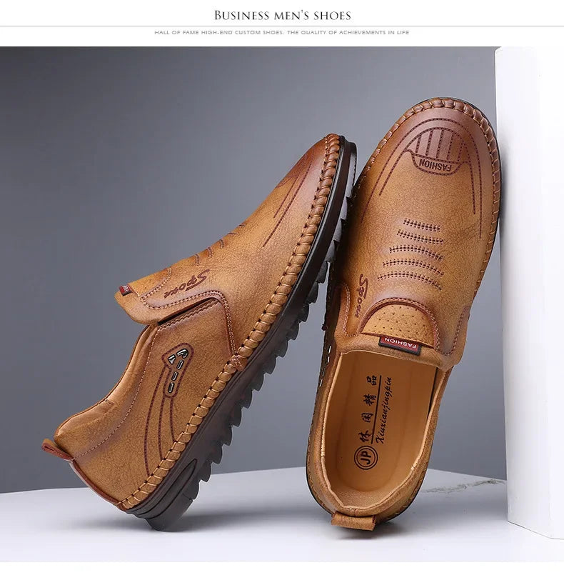 High Quality Men Shoes Handmade Leather Footwear Male Casual Business Flats Outdoor Soft Soled Travel Sneakers Brand Moccasins